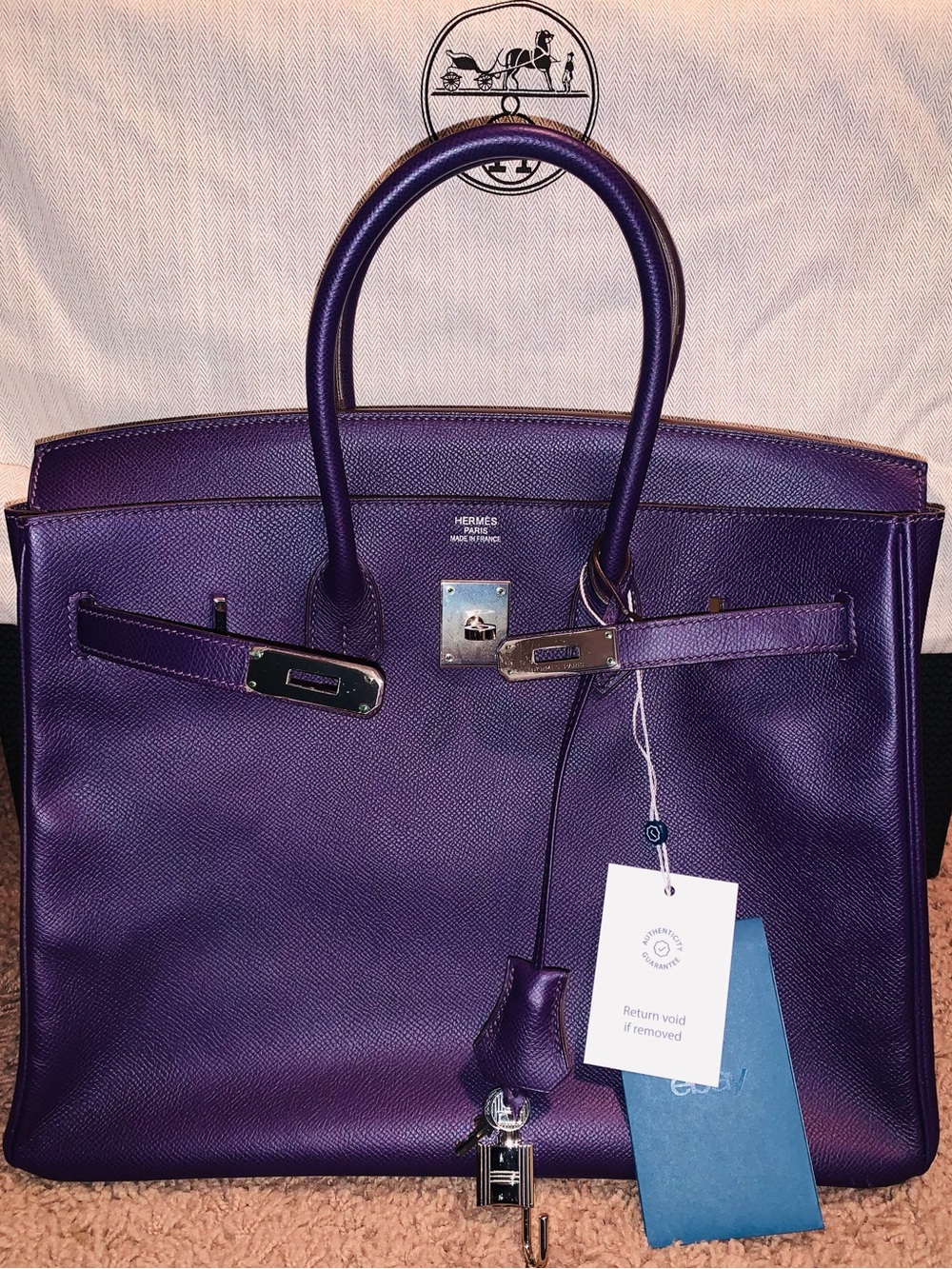 Hermes Birkin 35 Iris Color Epsom Palladium Hardware